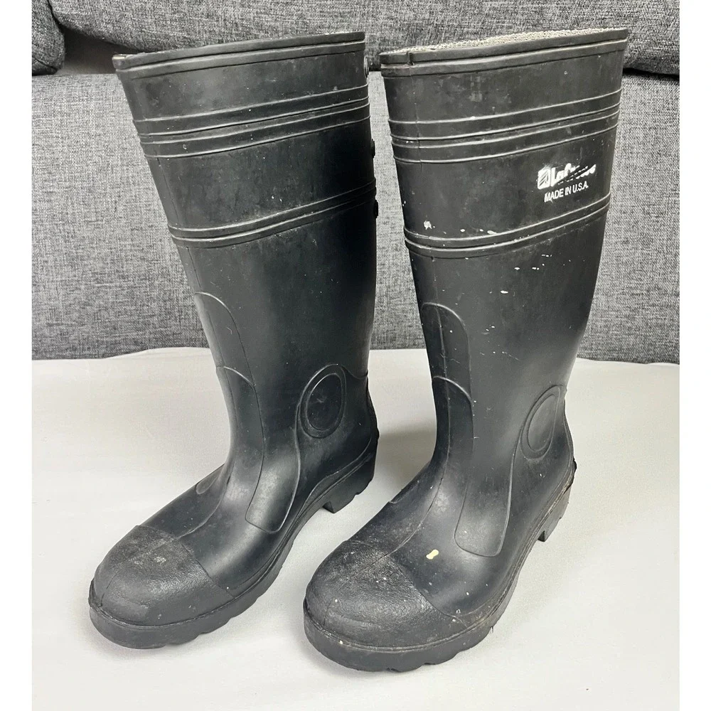 LaCrosse Mens Black Rubber‎ Work Boots Made in USA Waterproof Rain Mud Size 7